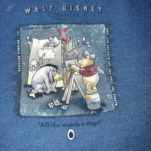 Vintage Disney Store disney Studios Winnie the Pooh Eeyore blue sweatshirt Med - Picture 8 of 9